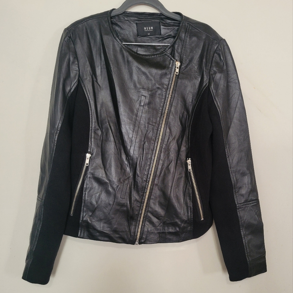 Neuw Black Leather Jacket Size L